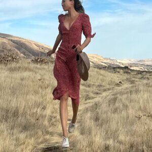 Reformation Red Mini Polka Dot Dress (Size 0)